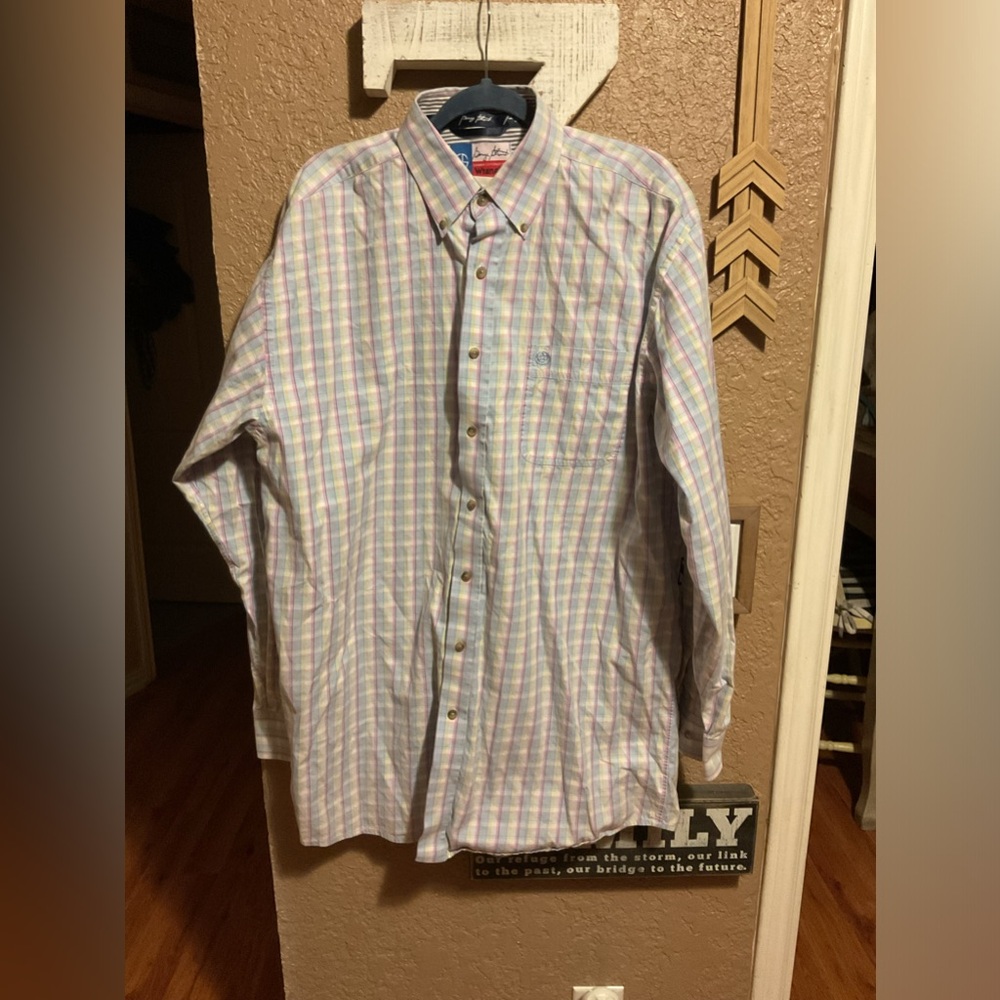 Wrangler Men’s George Strait Button Front Pastel Plaid Shirt Size 2XL